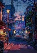 TPFLiving Leinwanddruck Japan Anime Kirschblüte Schwarz/Weiß/Grün/Blau/Orange Bild 2