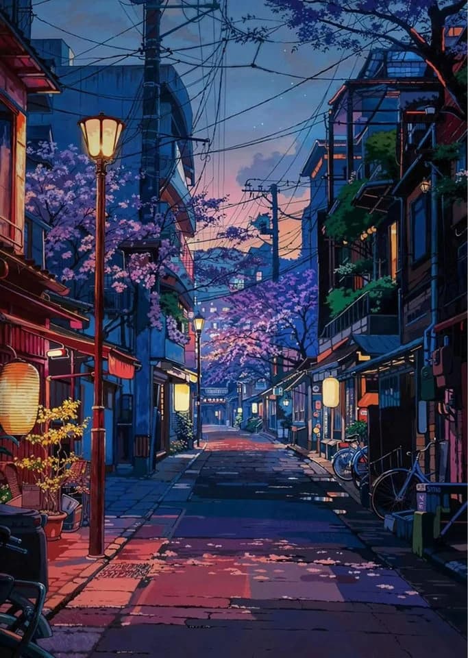 TPFLiving Leinwanddruck Japan Anime Kirschblüte Schwarz/Weiß/Grün/Blau/Orange - Bild 2