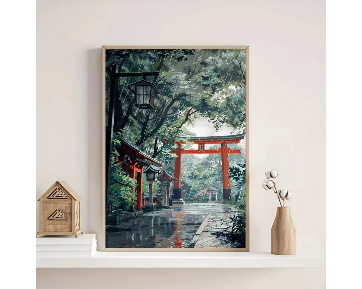 TPFLiving Leinwanddruck Japan Anime Kirschblüte Schwarz/Weiß/Grün/Blau/Orange - Bild 4