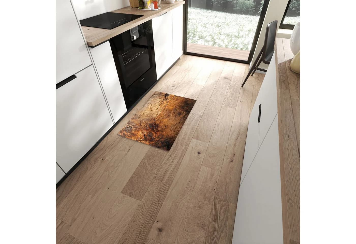 Primedeco Küchenteppich Vintage Holzmaserung PVC Rutschfest Abwaschbar Läufer