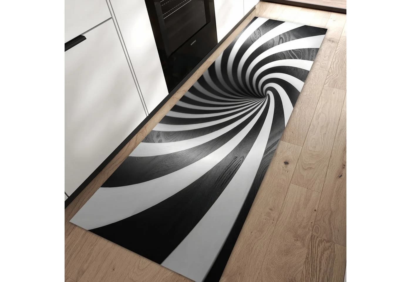 Primedeco Küchenteppich Hypnotisches Muster PVC Rutschfest Abwaschbar - Bild 2