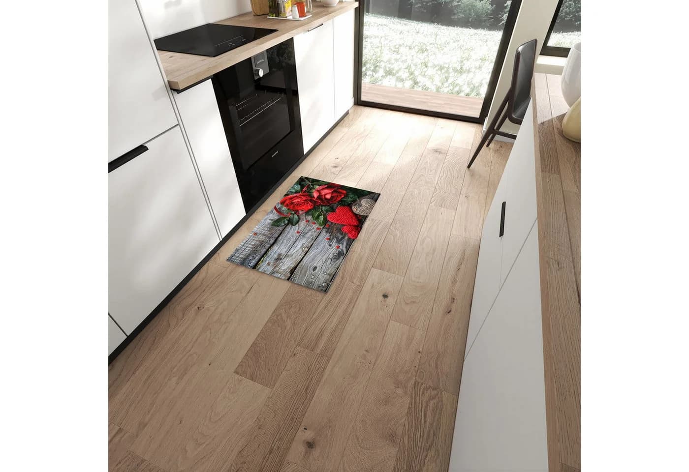 Primedeco Küchenteppich Rote Rosen PVC rutschfest abwaschbar