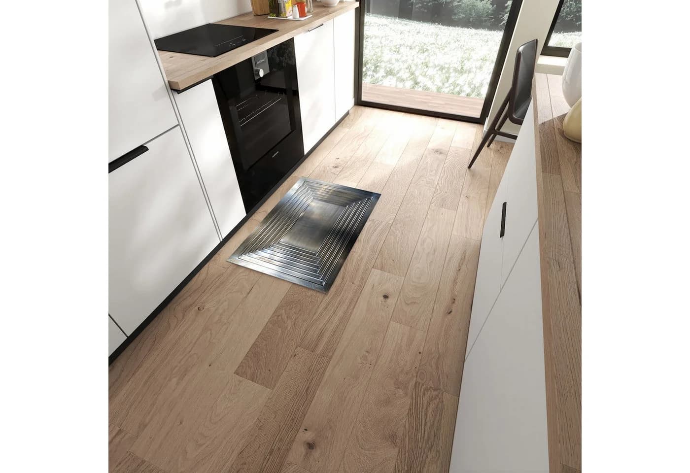 Primedeco Küchenteppich Metallrahmen Silber PVC Rutschfest