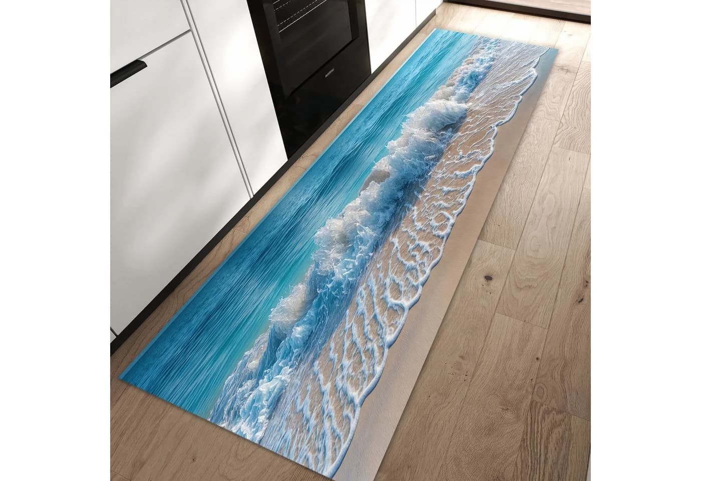 Primedeco Küchenteppich Meereswellen PVC rutschfest blau - Bild 2