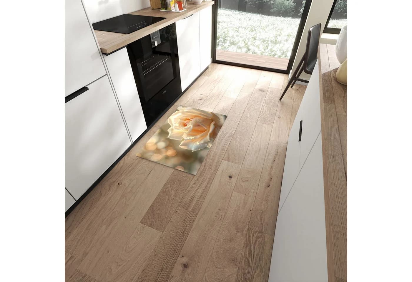 Primedeco Küchenteppich Elegante Rose PVC Läufer rutschfest abwaschbar