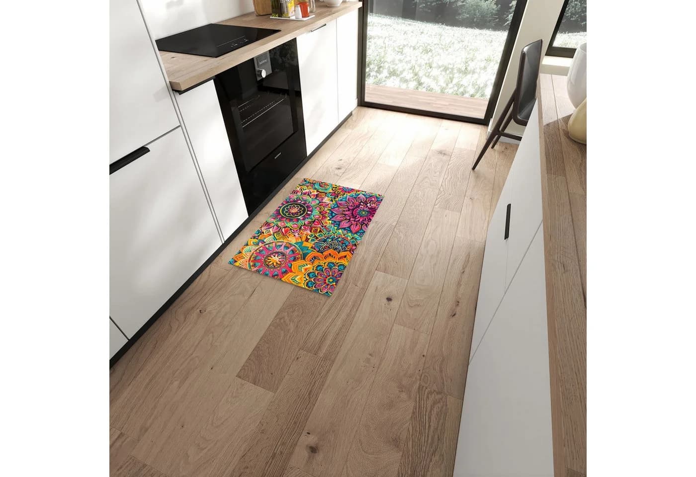 Primedeco Küchenteppich Mandala Design PVC rutschfest abwaschbar Läufer