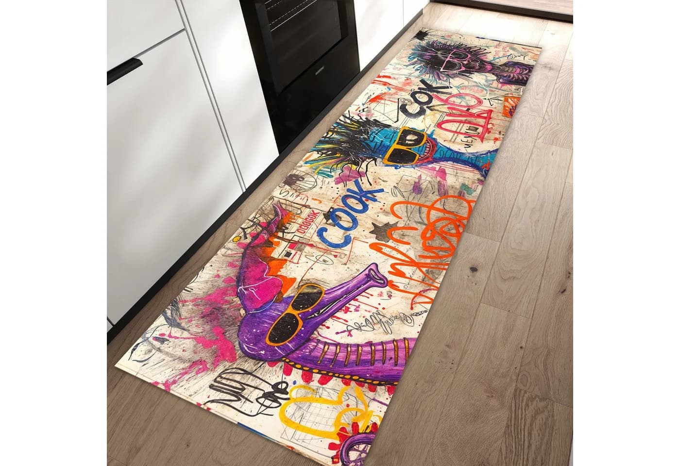Primedeco Küchenteppich Graffiti Tiere PVC Rutschfest Abwaschbar - Bild 2