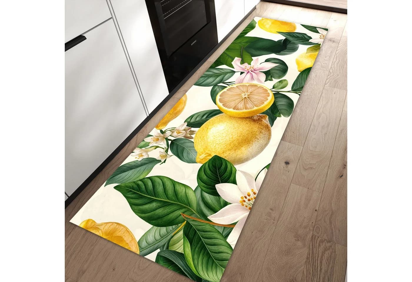 Primedeco Küchenteppich Zitronenblumen PVC Läufer rutschfest abwaschbar - Bild 2