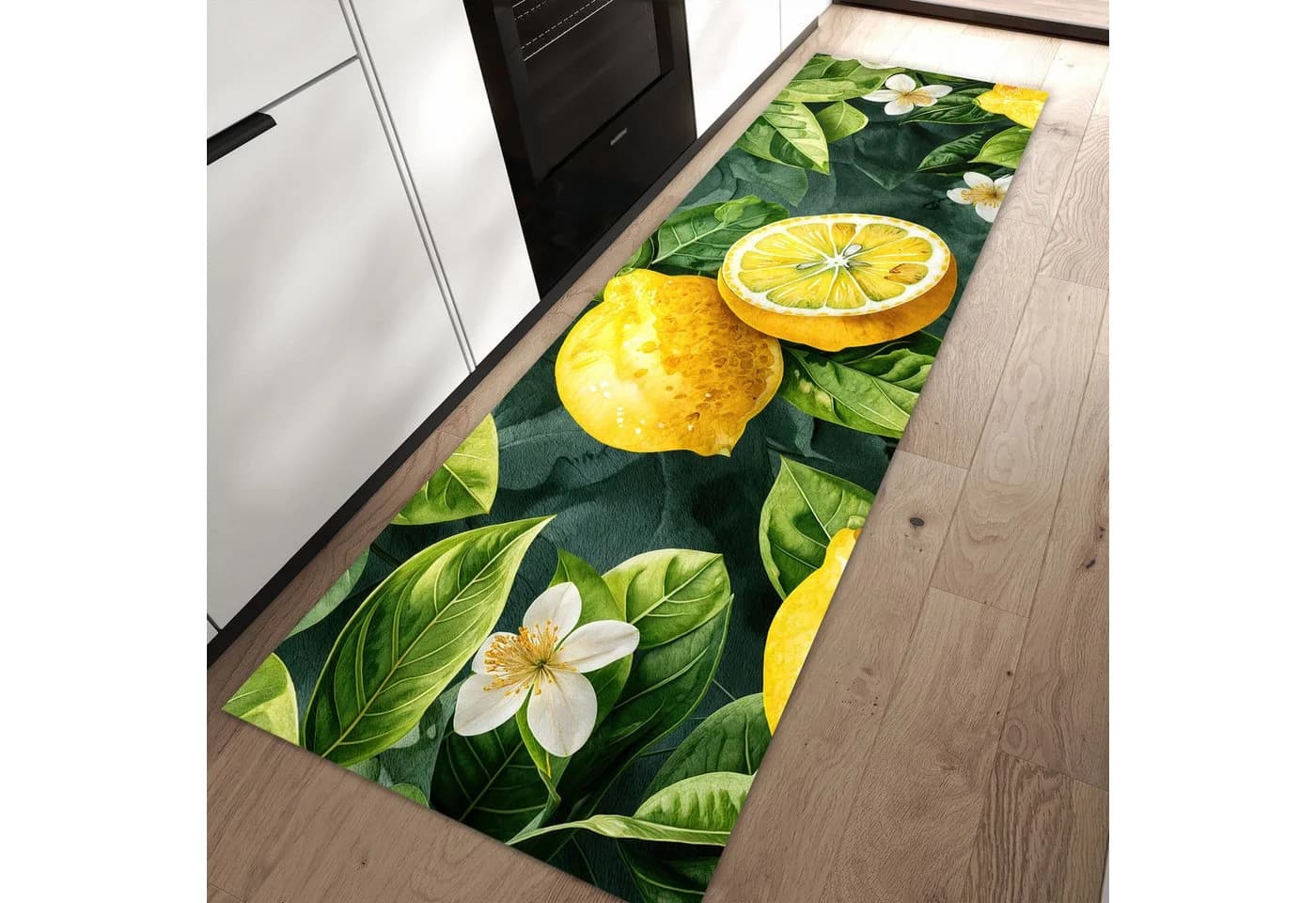 Primedeco Küchenteppich Zitronenmuster PVC rutschfest abwaschbar Läufer - Bild 2