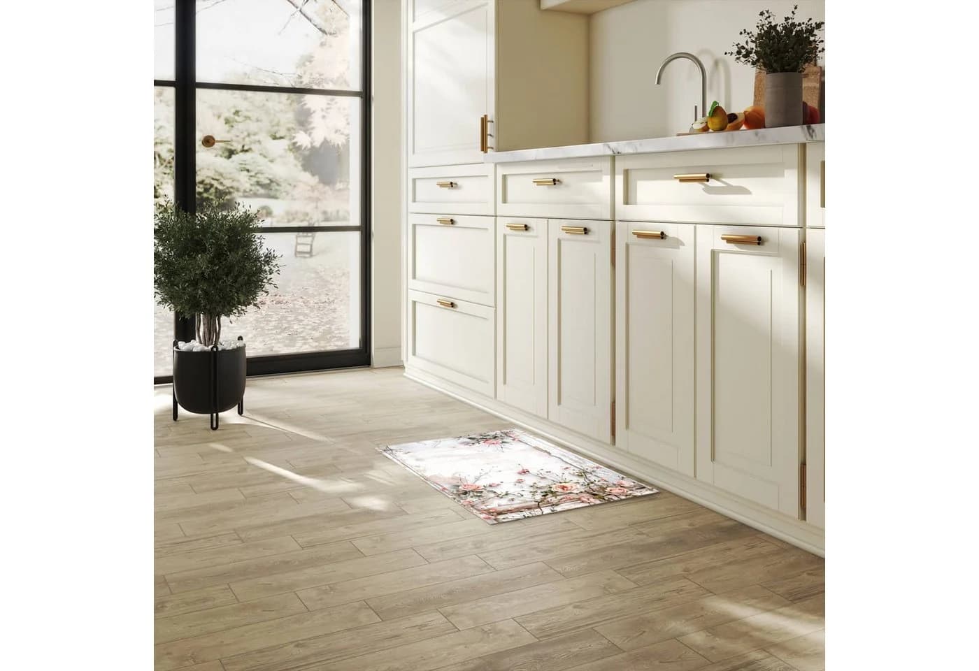 Primedeco Küchenteppich Rosenblüten Eleganz PVC rutschfest abwaschbar Läufer - Bild 4