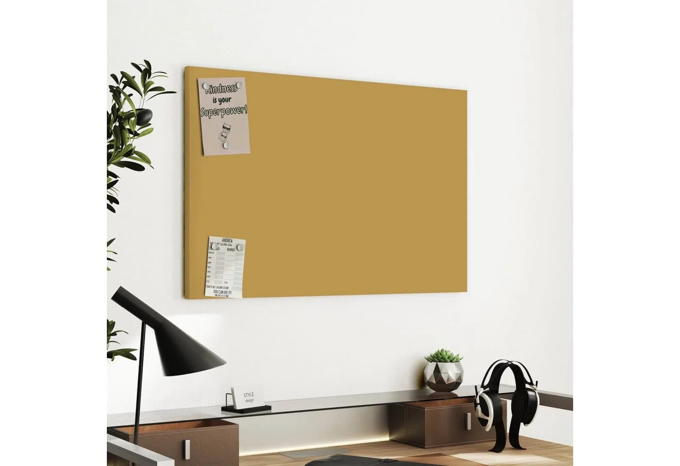 Primedeco Memoboard Metall Khakibrauner Hintergrund Beschreibbar Magnetisch - Bild 4