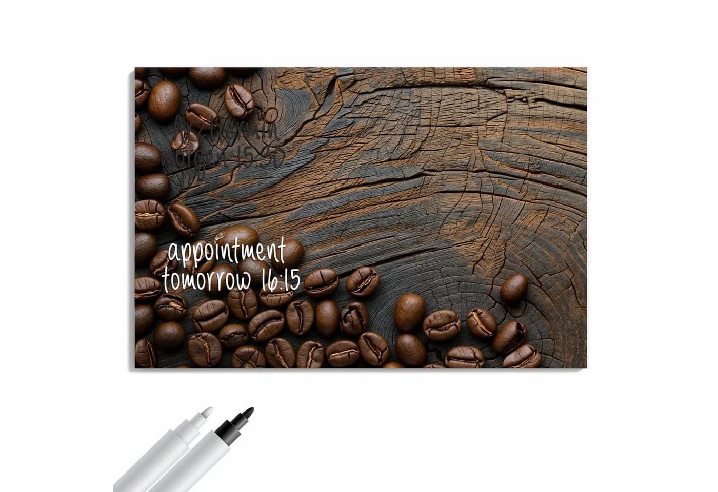 Primedeco Memoboard Metall Kaffeebohnenholz beschreibbar magnetisch