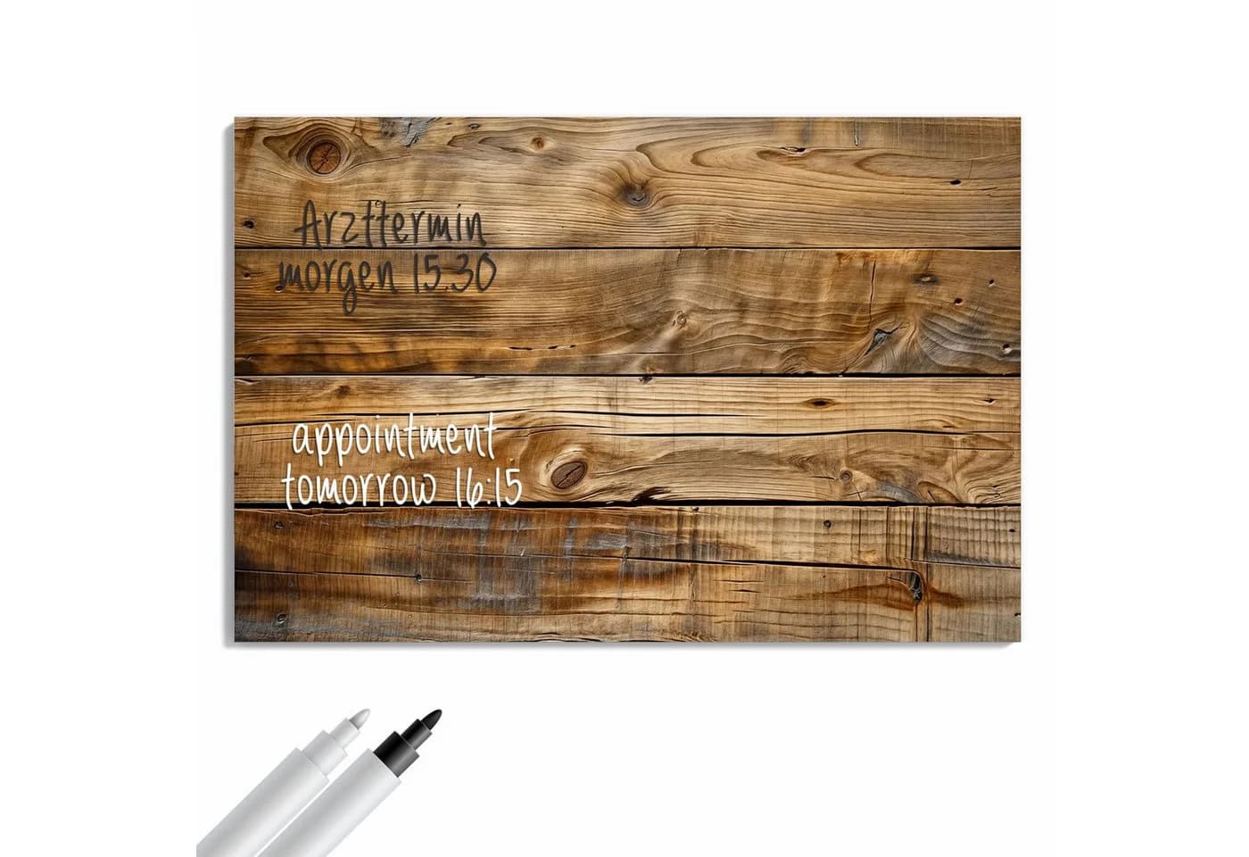 Primedeco Memoboard Metall Holzdielenmaserung Beschreibbar Magnetisch