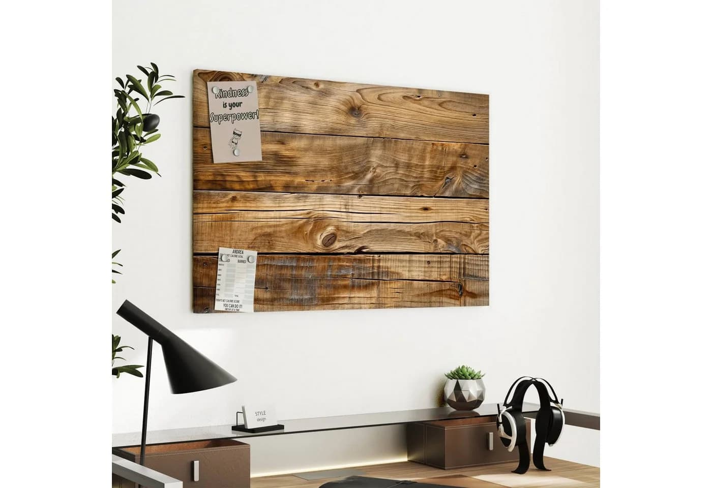 Primedeco Memoboard Metall Holzdielenmaserung Beschreibbar Magnetisch - Bild 4