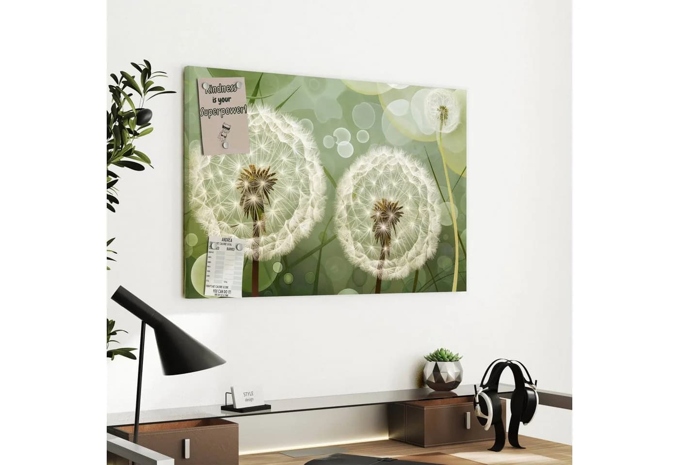 Primedeco Memoboard Metall Magnettafel Löwenzahn Grün - Bild 4