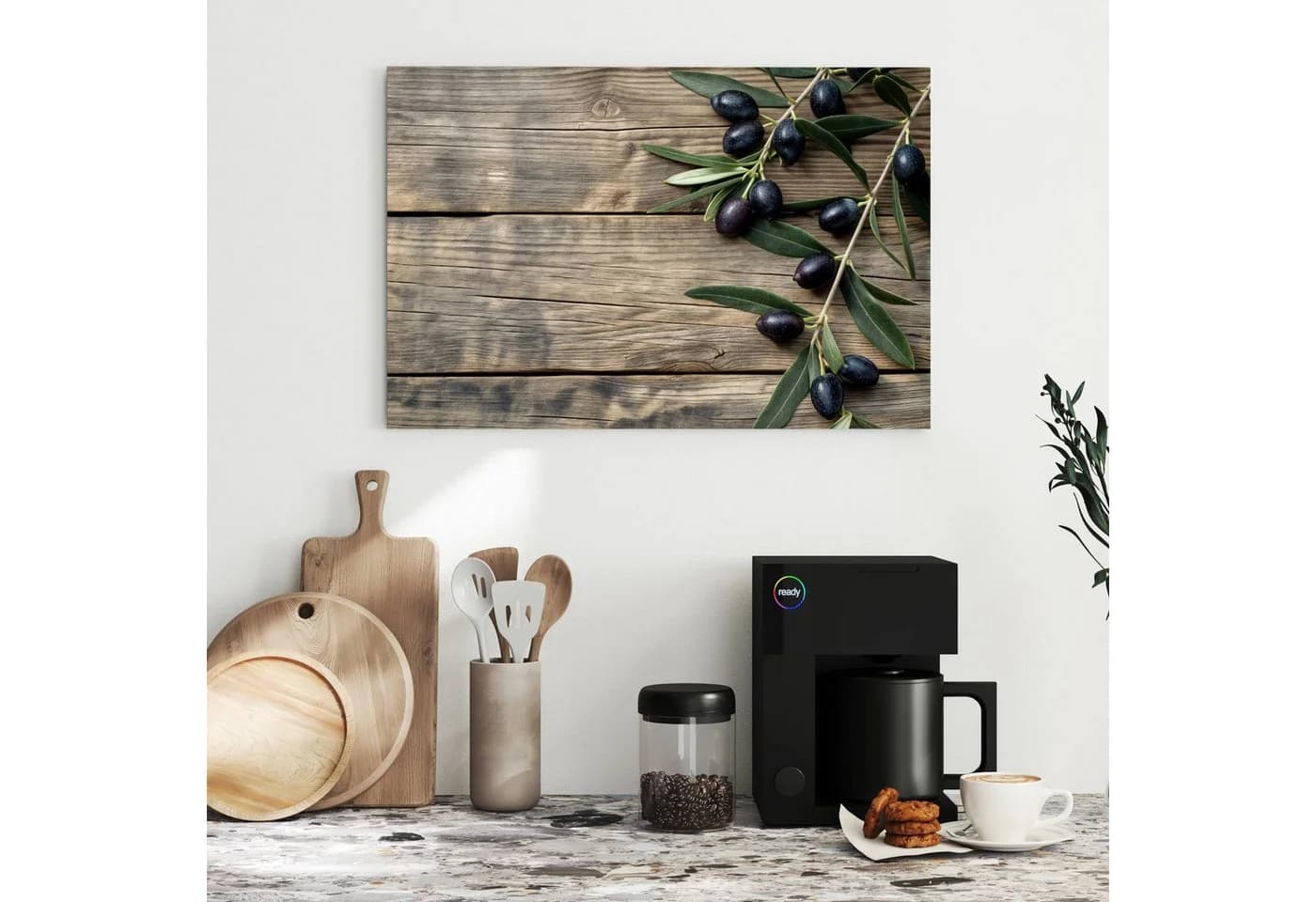 Primedeco Memoboard Metall Magnettafel Holztisch Oliven beschreibbar - Bild 3