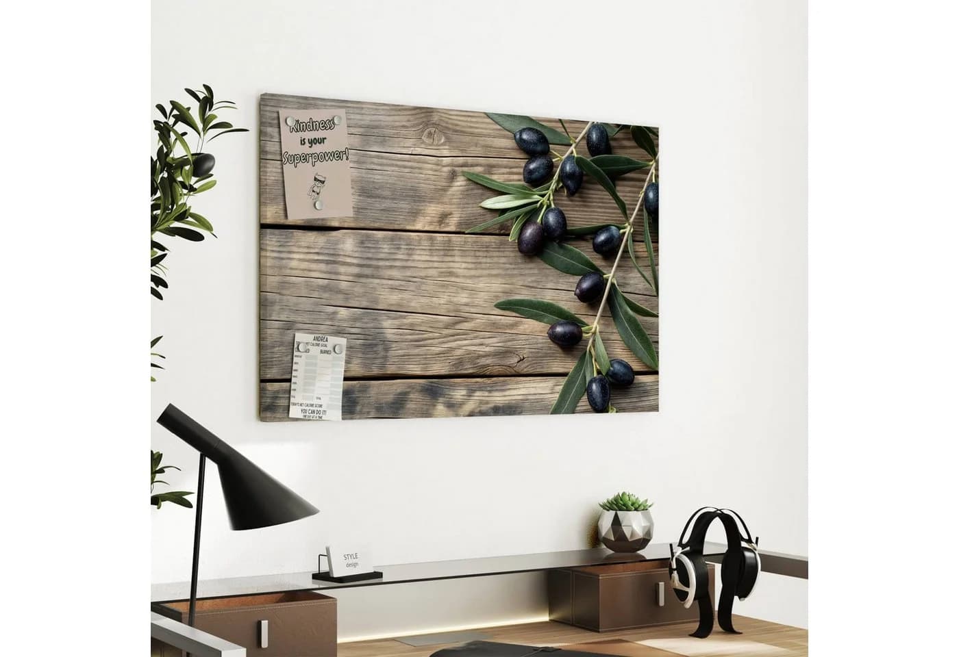 Primedeco Memoboard Metall Magnettafel Holztisch Oliven beschreibbar - Bild 4