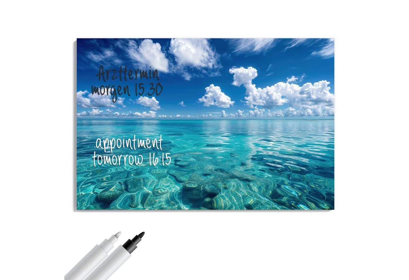 Primedeco Memoboard Metall Meereshorizont beschreibbar magnetisch