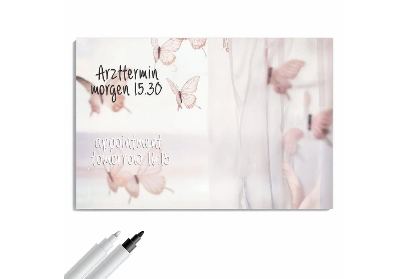 Primedeco Memoboard Metall Schmetterlinge Vorhangsins Magnetisch Beschreibbar