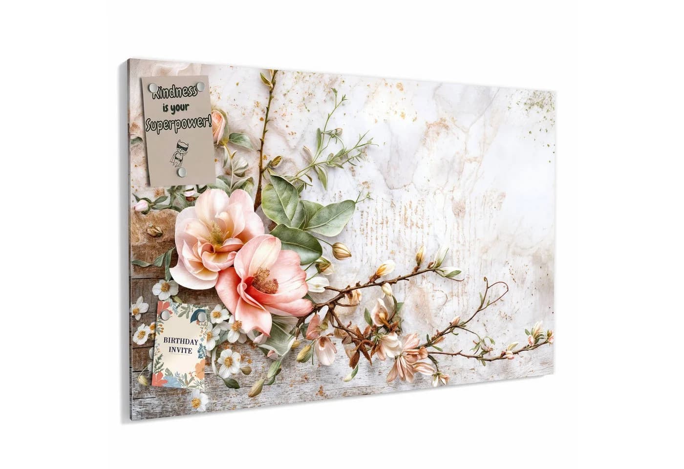 Primedeco Memoboard Metall Magnettafel Rosa Warme Blumenarrangement - Bild 2
