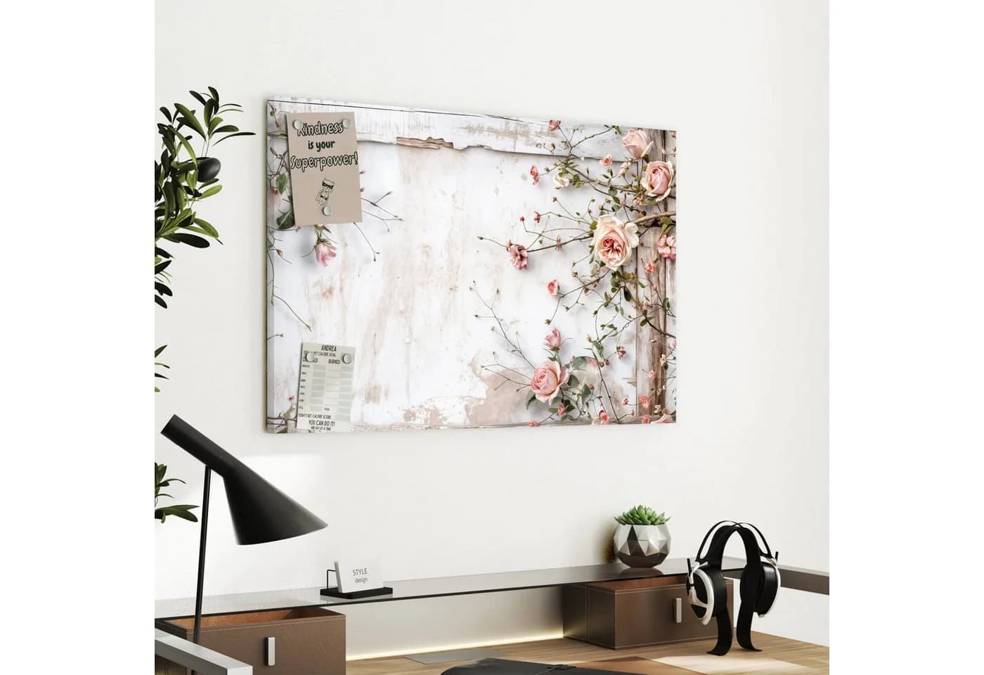 Primedeco Memoboard Metall Rosenblüten Eleganz beschreibbar magnetisch - Bild 4