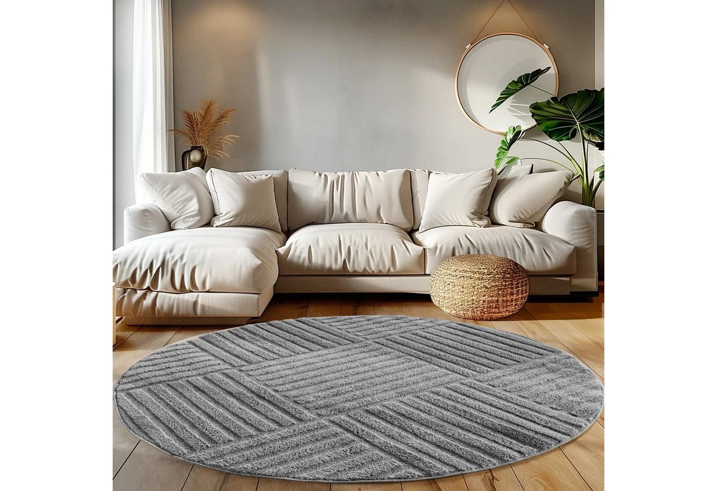 Teppium Hochflor-Teppich Boho-Design Rund 20 mm Skandinavischer Stil - Bild 2