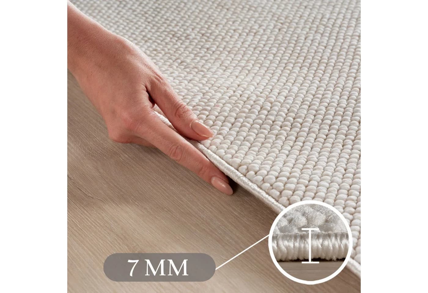 Teppium Bouclé-Teppich Creme Rund - Bild 3