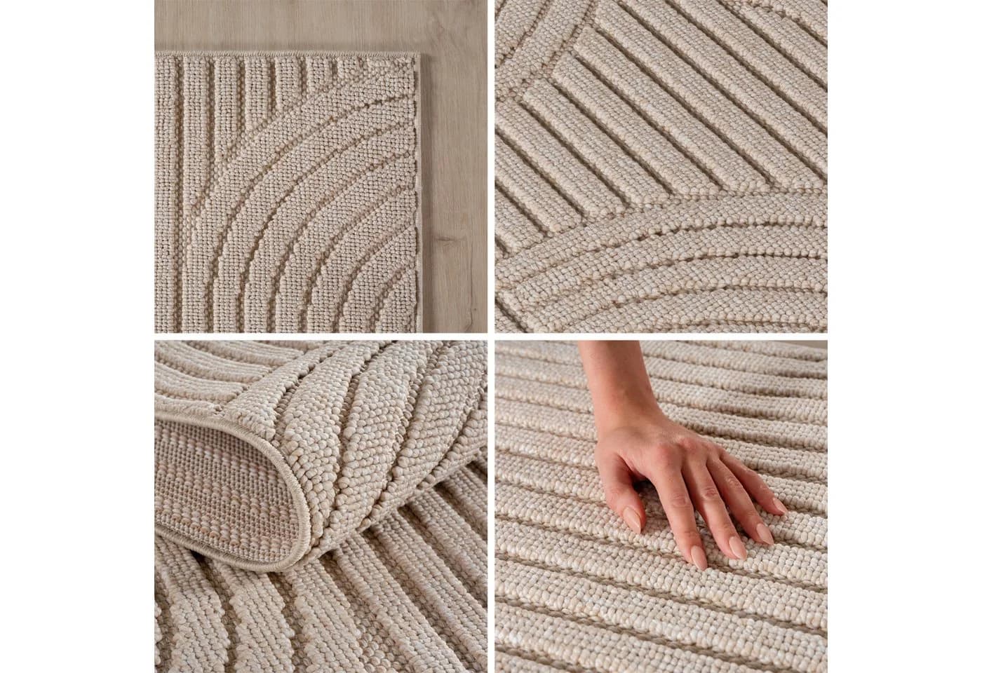 Teppium Skandinavischer Boho-Teppich mit Schlingenmuster Beige