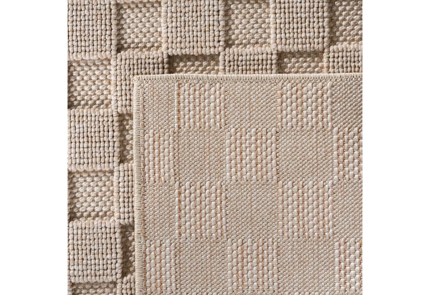 Teppium Bouclé-Teppich Beige/Braun Karomuster Rund - Bild 4