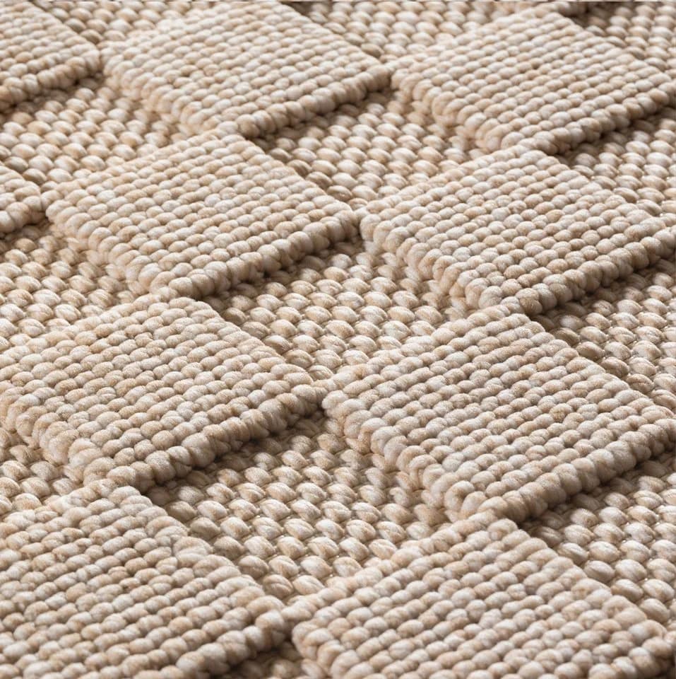 Teppium Bouclé-Teppich Beige/Braun Karomuster Rund - Bild 5