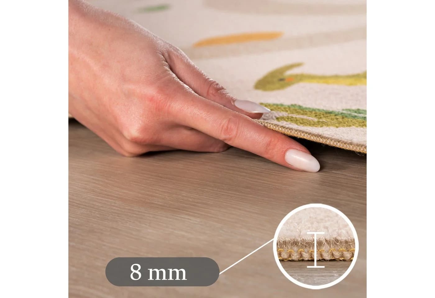 Teppium Kinderteppich Bunte Dino Welt Beige Grün Rechteckig - Bild 3