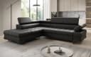 Luxusbetten24 Schlafsofa Noelia L-Form Echtleder Schwarz mit Schlaffunktion Bild 2