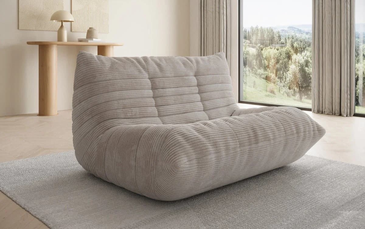 Luxusbetten24 Calmo 2-Sitzer Sofa Cord Beige