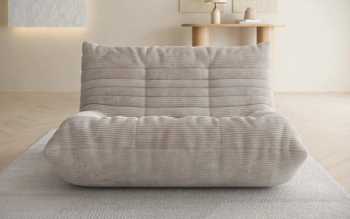 Luxusbetten24 Calmo 2-Sitzer Sofa Cord Beige - Bild 3