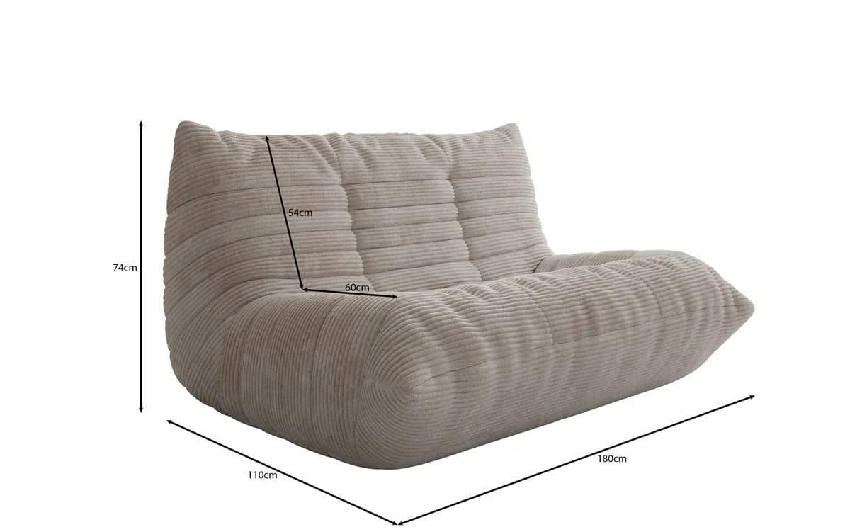 Luxusbetten24 Calmo 2-Sitzer Sofa Cord Beige - Bild 4