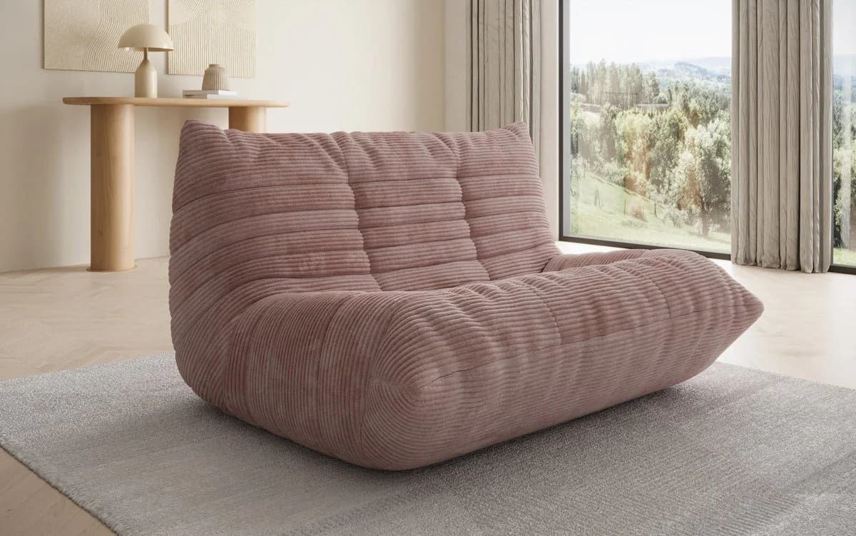 Luxusbetten24 Sofa Calmo 2-Sitzer Rosa Cord