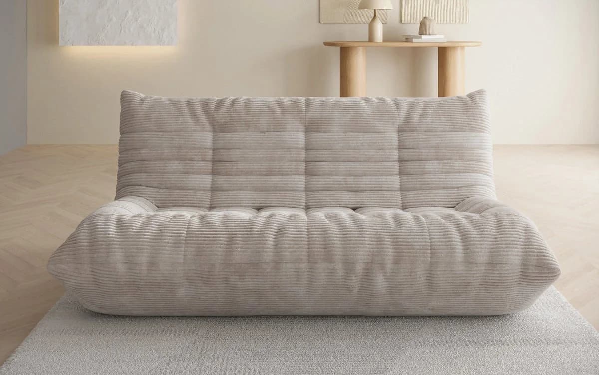 Luxusbetten24 Sofa Calmo 3-Sitzer Cord Beige Modern