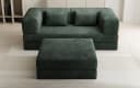Luxusbetten24 Schlafsofa Lazy Spar-Set 3-Sitzer Cord Grün mit Hocker Bild 1