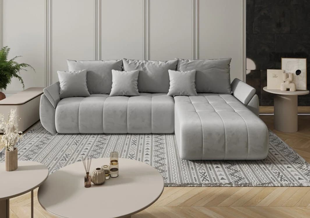 Luxusbetten24 Schlafsofa Lenoa L Samt Hellgrau mit Schlaffunktion - Bild 3