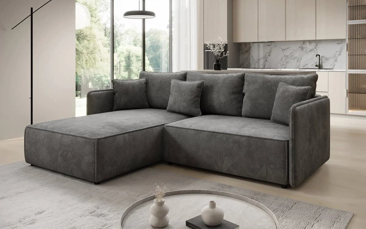 Luxusbetten24 Schlafsofa Marlen Cord Grau mit Stauraum - Bild 2