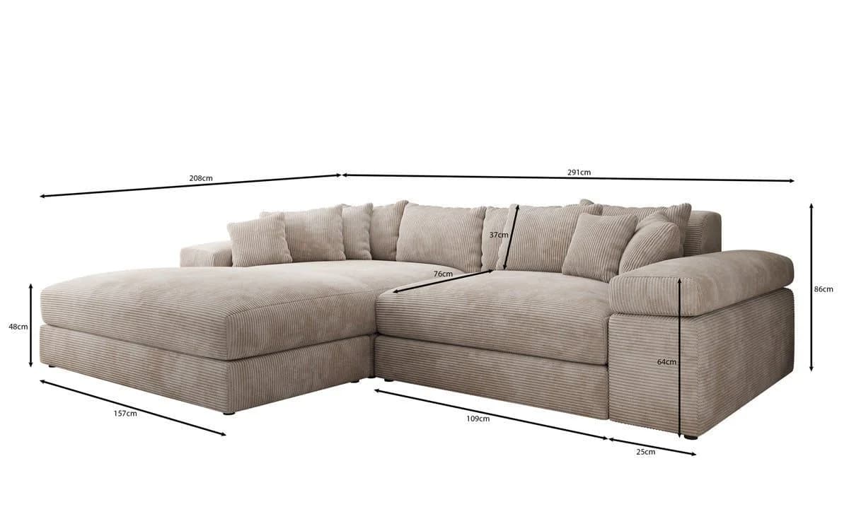 Luxusbetten24 Sofa Designer Sofa Bernardo Braun mit breiter Ottomane - Bild 4
