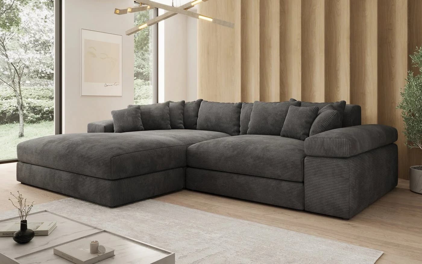 Luxusbetten24 Designer Sofa Bernardo Grau mit breiter Ottomane - Bild 3