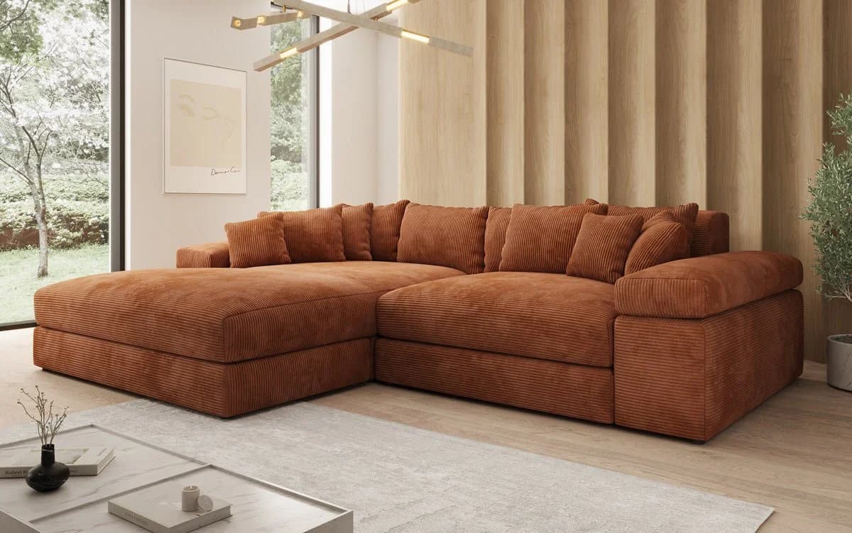 Luxusbetten24 Designer Sofa Bernardo mit breiter Ottomane in Orange - Bild 3