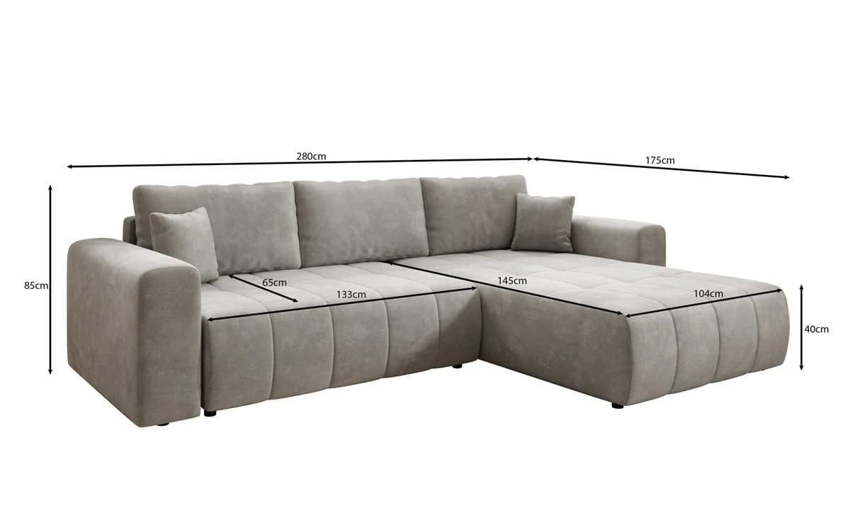 Leveno Schlafsofa L Samt Grau Stauraum & Schlaffunktion - Bild 5