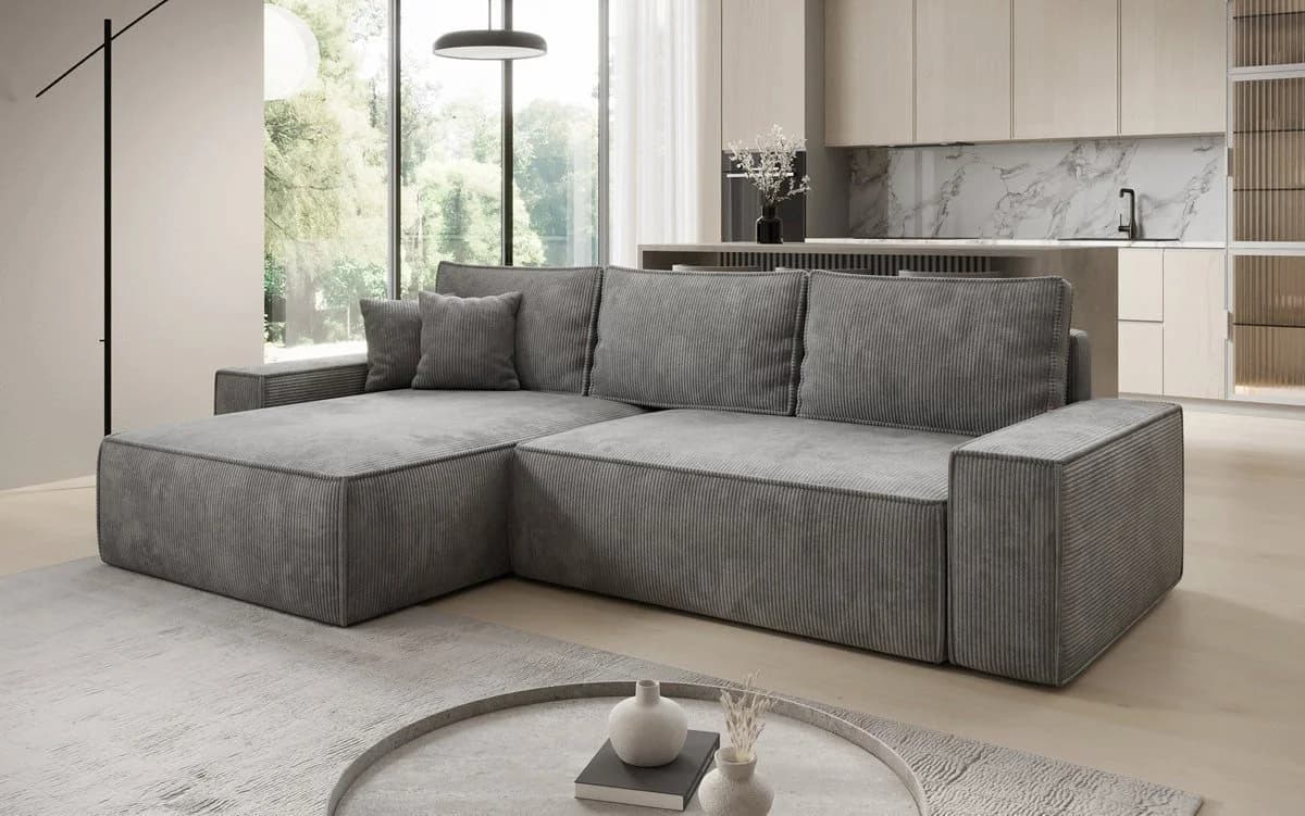 Luxusbetten24 Schlafsofa Lunaro Cord Grau mit Stauraum - Bild 2