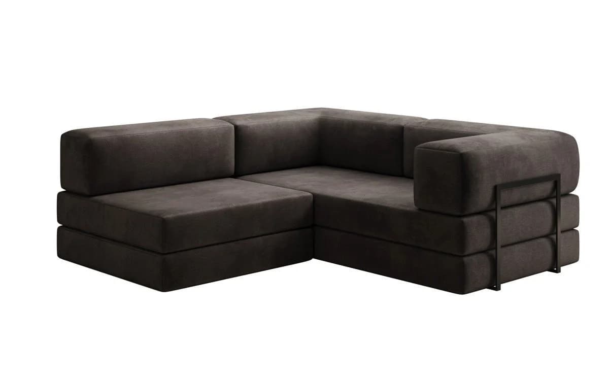Luxusbetten24 Schlafsofa Lazy L Mini Samt Braun - Bild 2