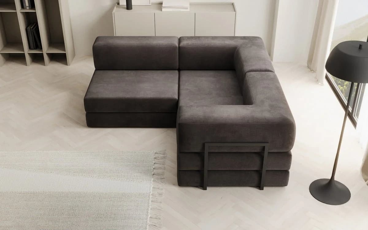 Luxusbetten24 Schlafsofa Lazy L Mini Samt Braun - Bild 3
