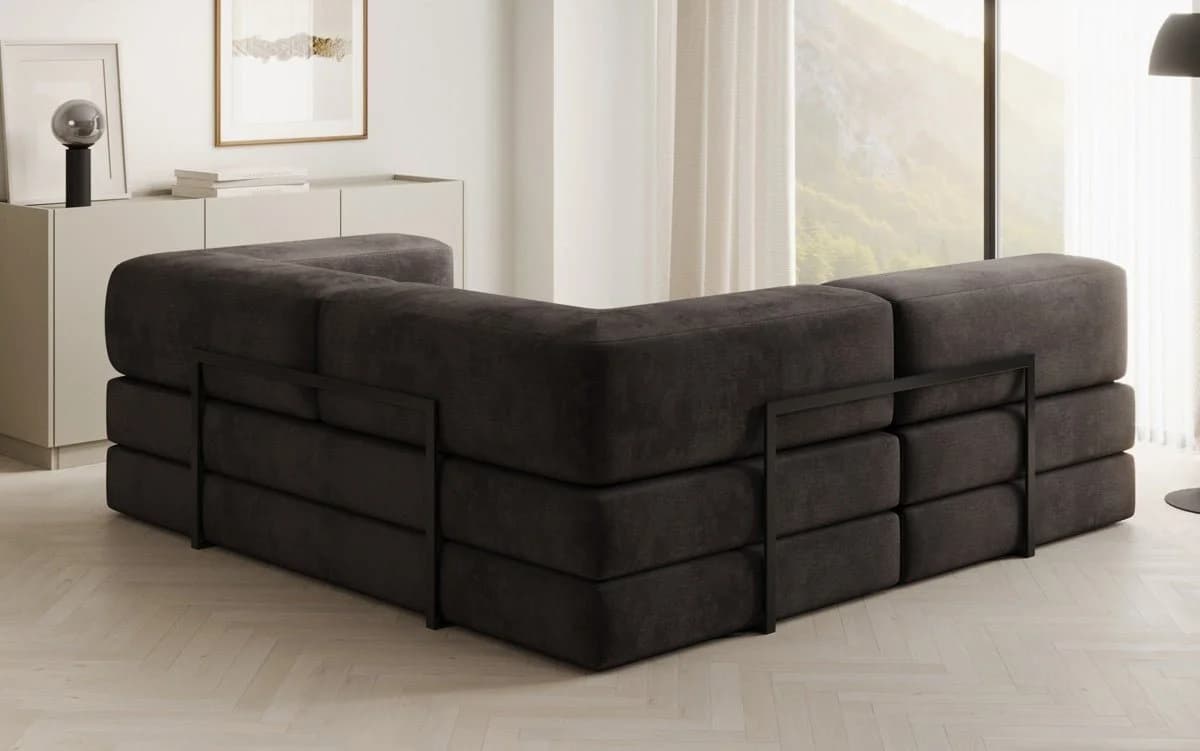 Luxusbetten24 Schlafsofa Lazy L Mini Samt Braun - Bild 5