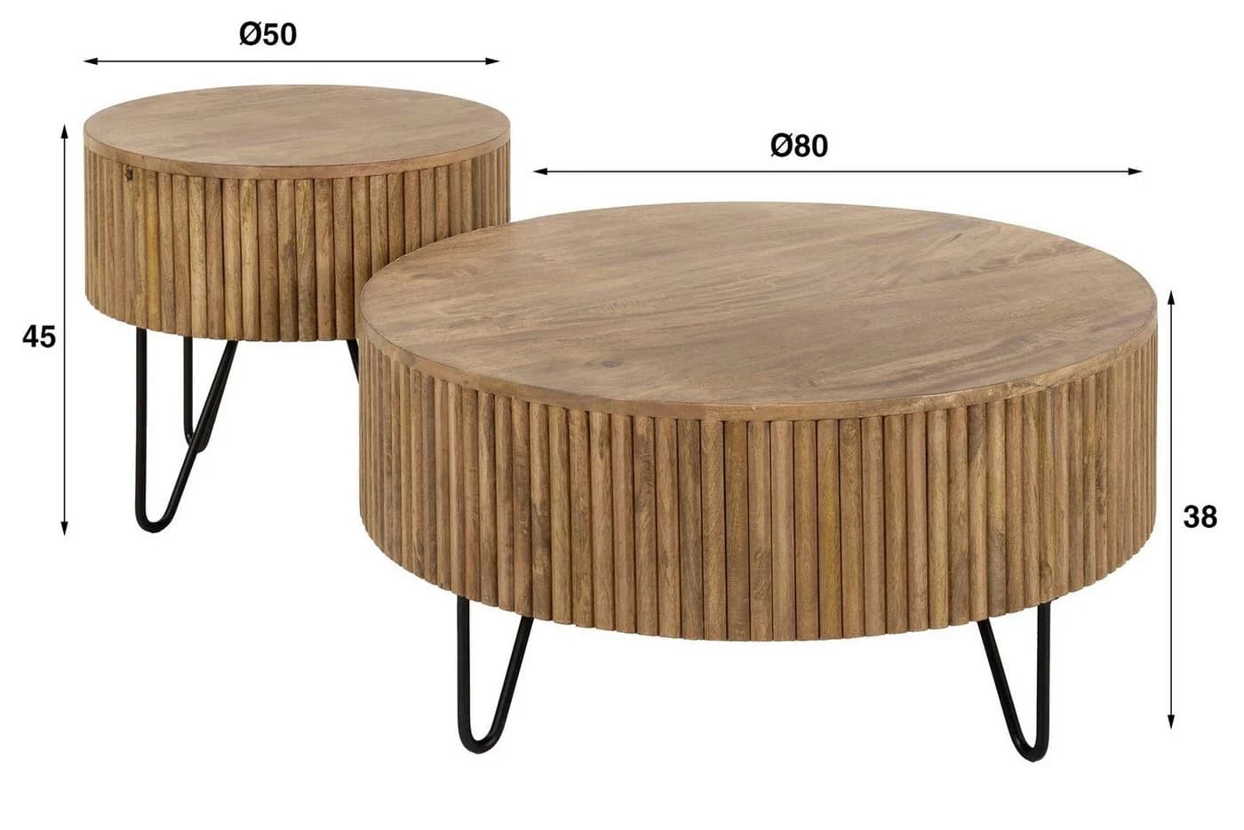 Luxusbetten24 Couchtisch Duna 2er Set Mangoholz Beige Modern - Bild 3