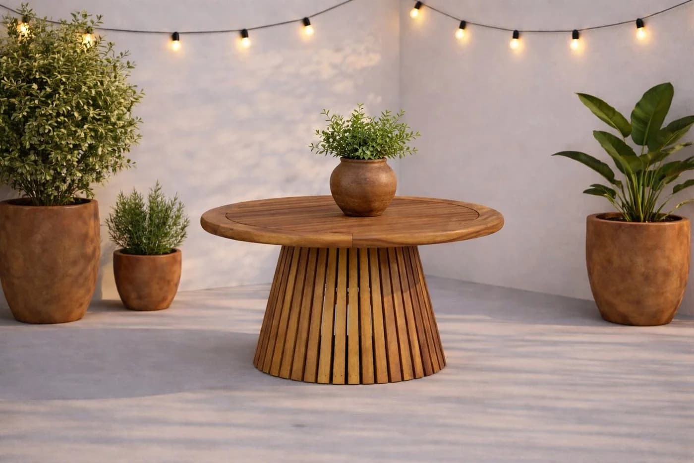 Luxusbetten24 Gartentisch Hewa Teak weiß geriffelt